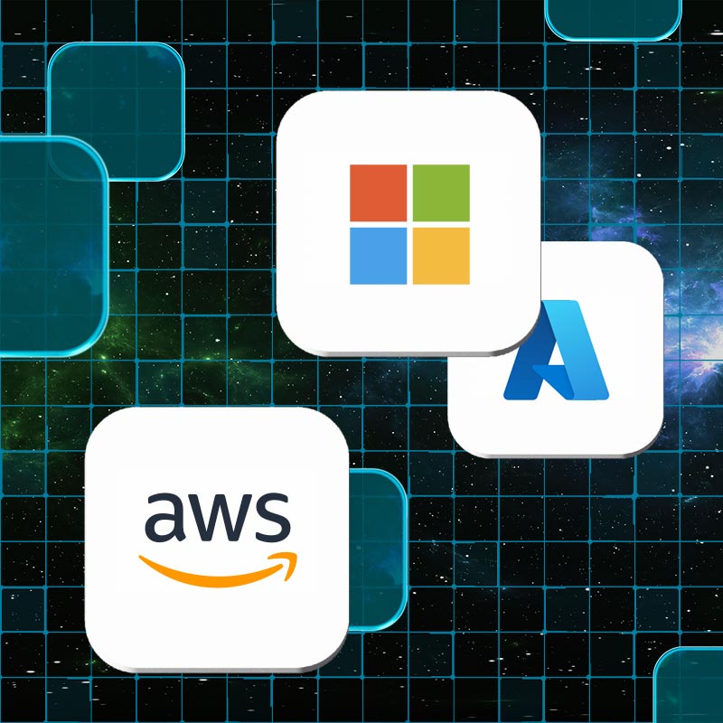 Microsoft, Azure, and AWS logos